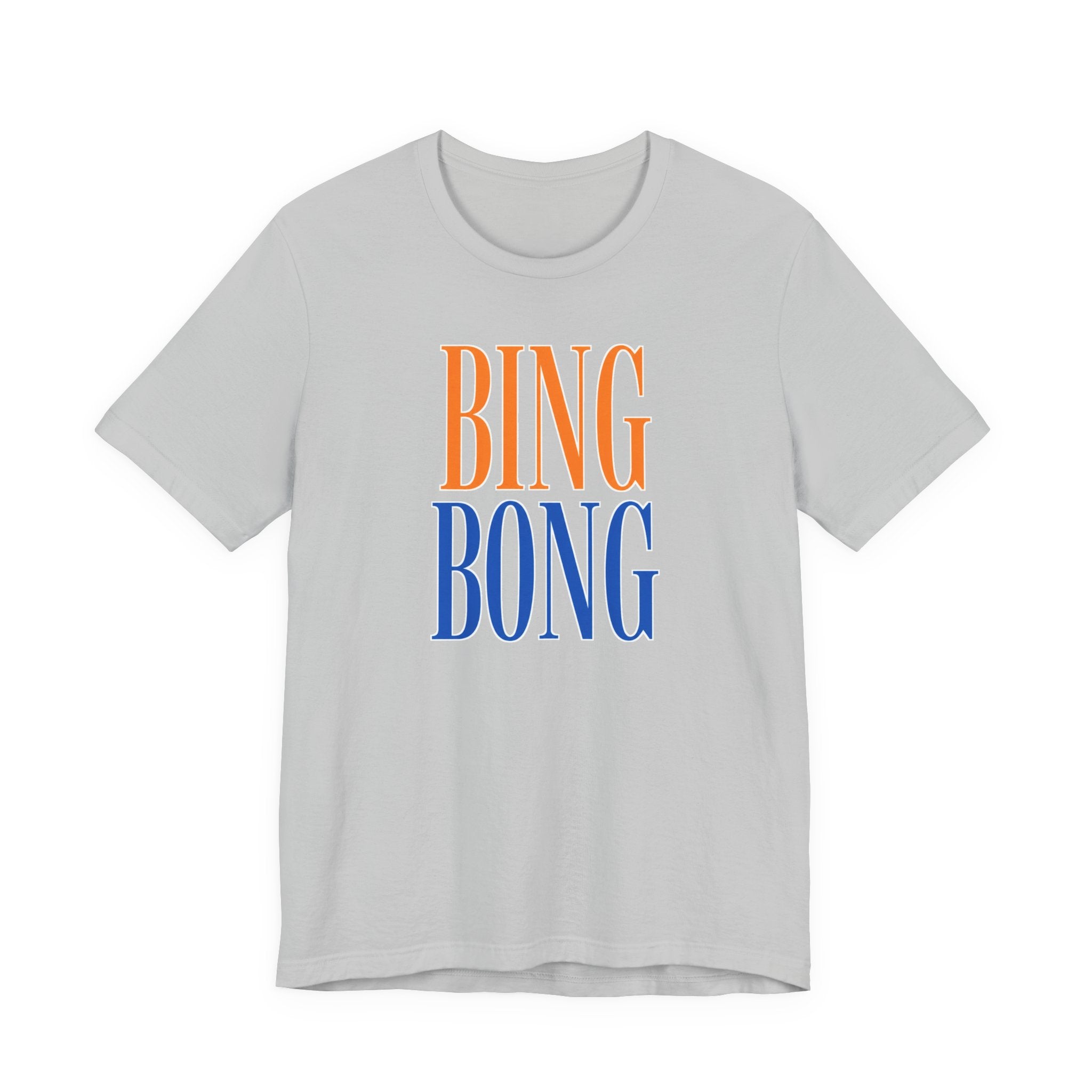 Athletic grey BING BONG NYC tee, front view