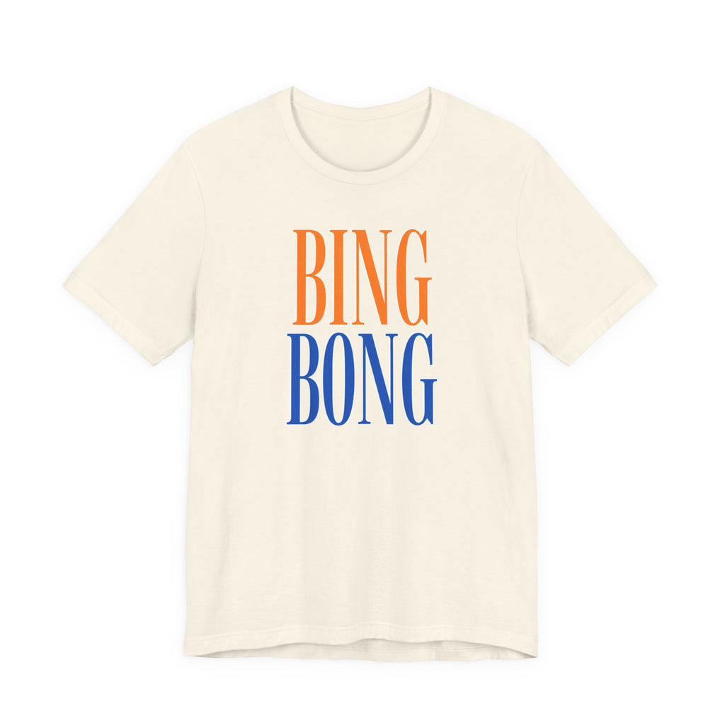 Natural cream BING BONG NYC tee, front view
