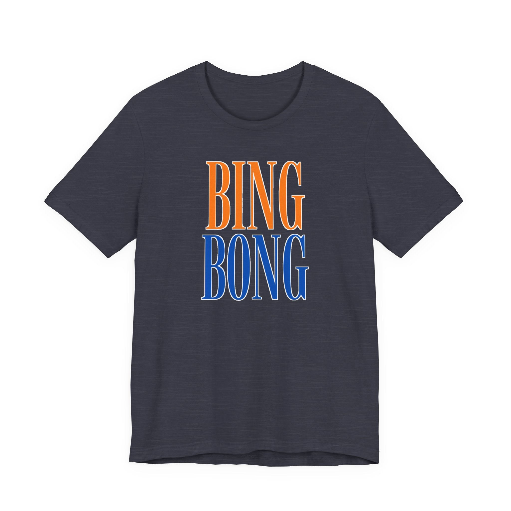 Heather midnight navy BING BONG NYC tee, front view
